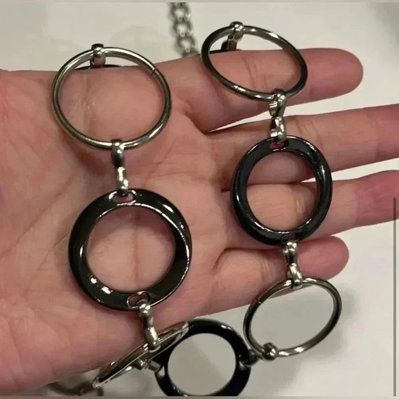 Silver Tone Gun Metal Gray Circle Chain Link - Picture 10 of 12